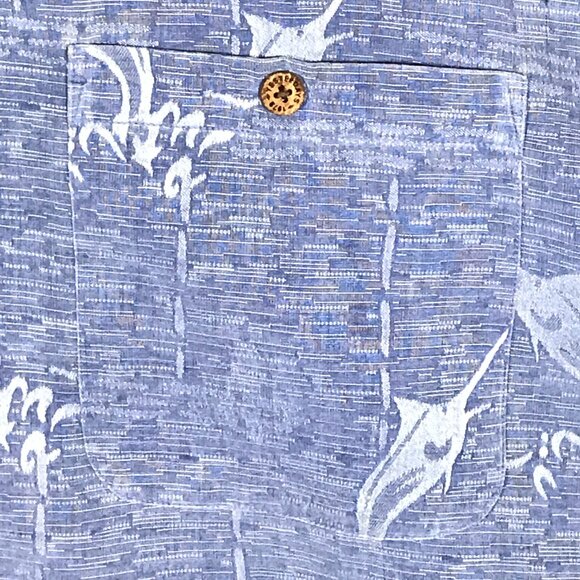 Yesterdays Sportswear Men's X-Large Blue Silk Short Sleeve Button Up Loop Collar - Picture 3 of 8